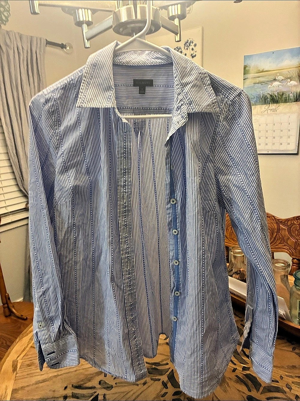 Talbots Striped Button Down Shirt in Blue & White Size Small